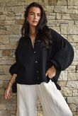 Hush Pillow Cotton Nero Boyfriend Shirt Black